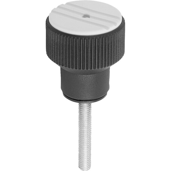 Kipp Torque Knurled Knob Size:2 D=M05X30, Thermoplastic Black Ral7021, Comp:Steel, Cap:Gray Ral7035 K0277.2055X30 - main